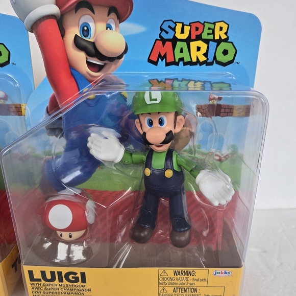 Super Mario Mario Luigi & Toad 4" Inch Figure Jakks Pacific Inc Lot of 2 - Picture 3 of 6